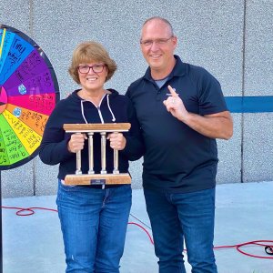 September 2021 September Pillar Among Peers Recipient, Barb C., pictured with COO Dave Strand